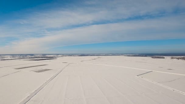 Campo de nieve de invierno. Paisaje invierno . — Vídeo de stock