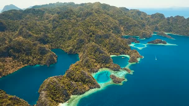 Filipinler, Coron, Palawan 'da tropikal bir adada Barakuda Gölü. — Stok video