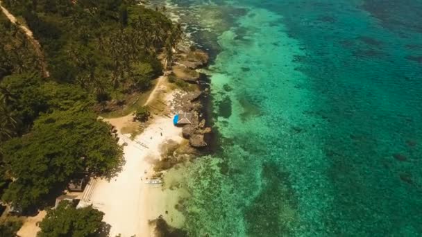 Vista aerea bellissima spiaggia su un'isola tropicale. Filippine, zona di Anda . — Video Stock