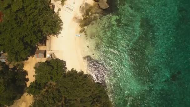 Aerial view beautiful beach on a tropical island. Philippines, Anda area. — Stock Video