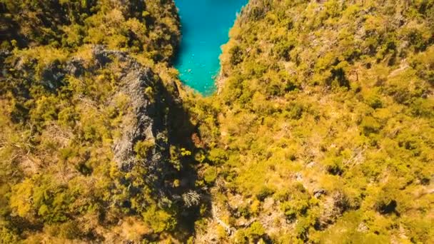 Lago de montaña Barracuda en una isla tropical, Filipinas, Coron, Palawan. — Vídeos de Stock