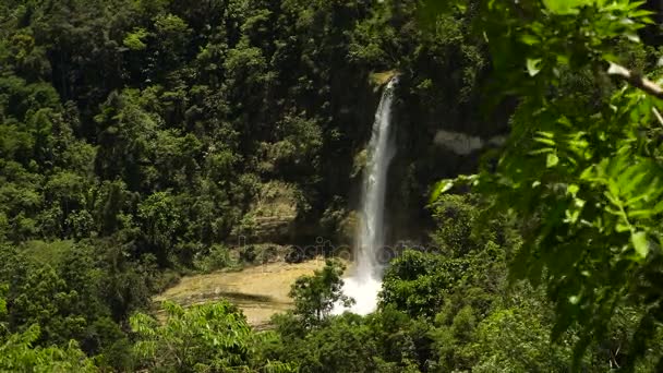 Pięknym tropikalnym wodospadem. Wyspa Bohol Filipiny. — Wideo stockowe