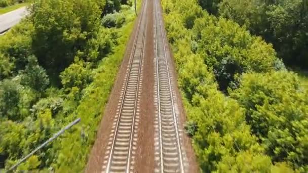 Vista aérea sobre o caminho de ferro — Vídeo de Stock