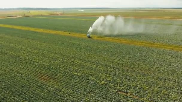 Sistema de riego en tierras agrícolas. — Vídeo de stock