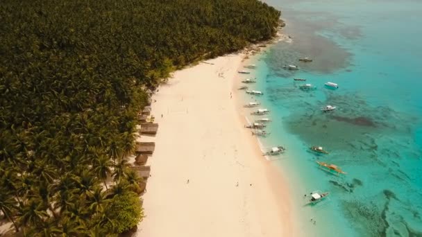 공중 보기 아름 다운 열 대 섬에 해변. Daco 섬, 필리핀, Siargao. — 비디오