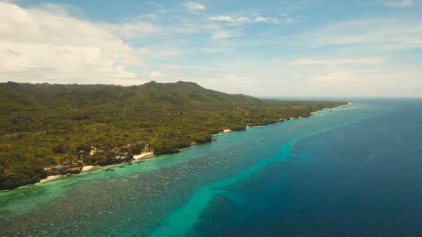 Tropik ada, plaj, resort otel ile deniz manzarası. Bohol, Anda alan, Filipinler. — Stok video