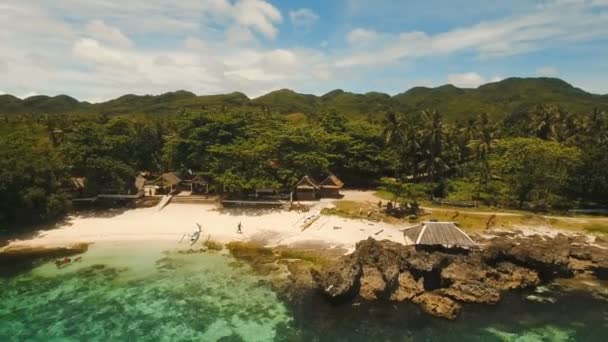 Aerial view beautiful beach on a tropical island. Philippines, Anda area. — Stock Video