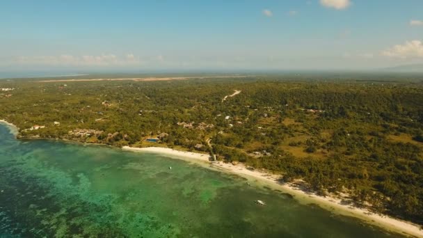 空中では、熱帯の島の美しいビーチを表示します。フィリピン、ボホール島. — ストック動画