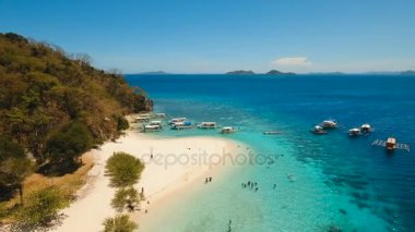 Muz adasındaki hava manzaralı güzel bir plaj. Filipinler.