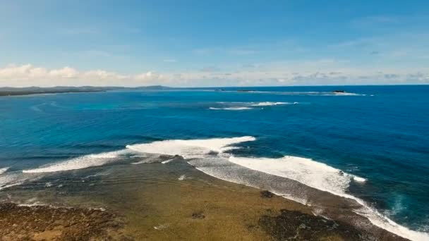 Cloud Nine surf point aerial view. Siargao, Philippines. Cloud 9. — Stock Video