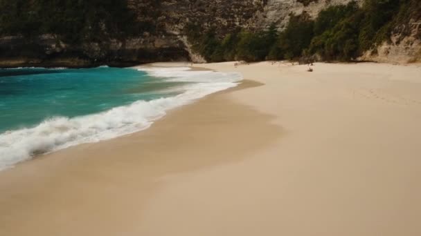 Luftaufnahme schöner Strand auf einer tropischen Insel. karang dawa. — Stockvideo