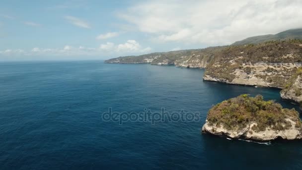 ヌサペニダ,バリ,インドネシアの崖、海と波 — ストック動画