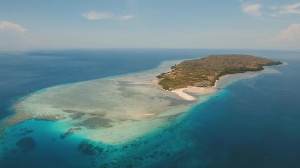 Luchtfoto prachtig strand op tropisch eiland Menjangan. Bali, Indonesië. — Stockvideo