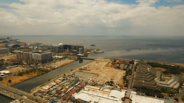 有摩天大楼和建筑物的空中城市。菲律宾、马尼拉、马卡蒂. — 图库视频影像