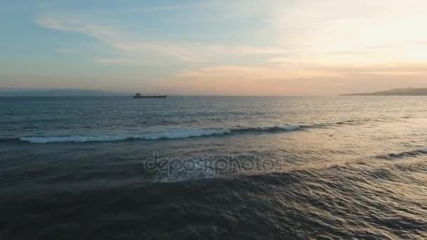 Water surface aerial view at sunset.Bali. — Stock Video
