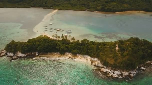 Pantai tropis yang indah, pemandangan udara. Pulau tropis . — Stok Video