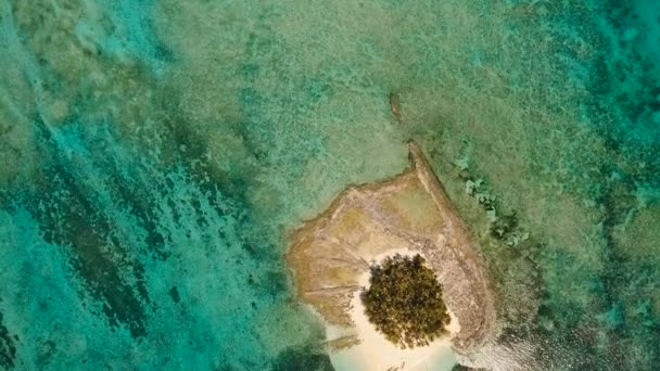Luftaufnahme schöner Strand auf tropischer Insel. Guyam-Insel, Philippinen, Siargao. — Stockvideo