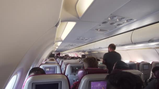 Interior do avião de passageiros . — Vídeo de Stock