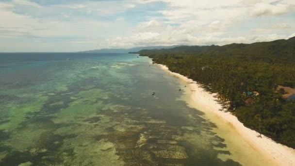 Vista aérea hermosa playa en una isla tropical. Filipinas, zona de Anda . — Vídeos de Stock