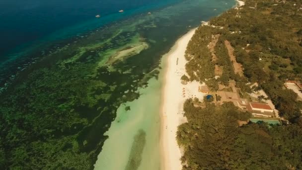 Antenna Nézd szép strand egy trópusi szigeten. Fülöp-szigetek, Bohol. — Stock videók