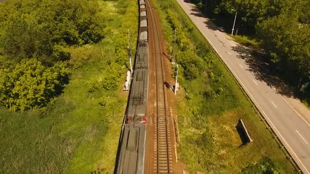 Demiryolu yük treni — Stok video