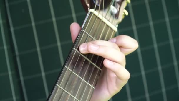 Manos de las mujeres tocando la guitarra acústica . — Vídeo de stock