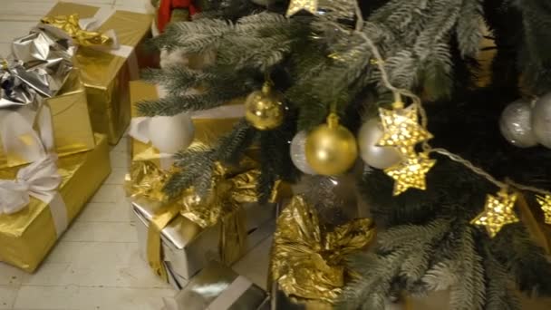 飾られたクリスマスツリー. — ストック動画