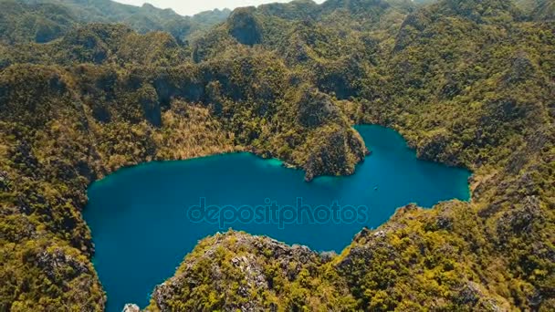 Горное озеро Барракуда на тропическом острове, Филиппины, Корон, Палаван. — стоковое видео
