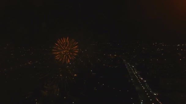 Fogos de artifício no céu noturno — Vídeo de Stock