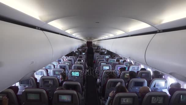 Interior of the passenger airplane. — Stock Video