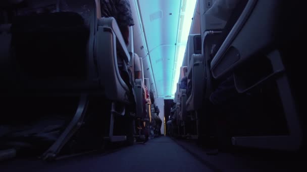 Interiör av passagerare flygplan. — Stockvideo
