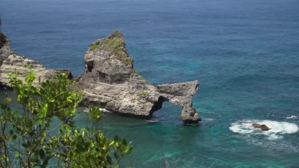 在海里的岩石。印度尼西亚巴厘. — 图库视频影像