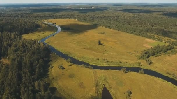 Flygande över floden. Antenn video. — Stockvideo