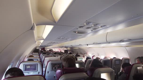 Interior del avión de pasajeros . — Vídeos de Stock