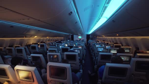 Interieur van de passagier vliegtuig. — Stockvideo