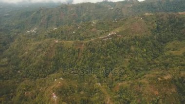 Dağlarda sisli ve bulutlu tarlalar. Bali, Endonezya