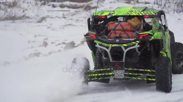 Racing Atv in het winterseizoen. Sport concurrentie, 27 januari 2018. — Stockvideo