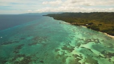 Tropik ada, plaj, resort otel ile deniz manzarası. Bohol, Anda alan, Filipinler.
