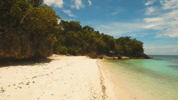 Aerial view beautiful beach on a tropical island. Philippines, Anda area. — Stock Video