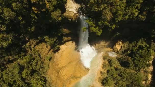 Красивий тропічний водоспад. Бохол на Філіппінах острові. — стокове відео