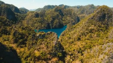 Dağ lake Kayangan tropik bir adada, Filipinler, Coron, Palawan.