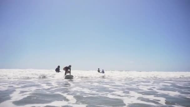 在海洋里冲浪女孩. — 图库视频影像