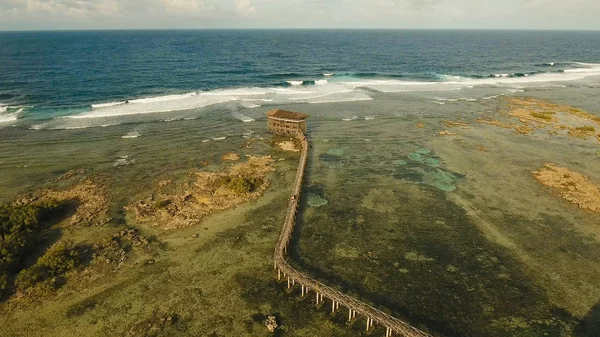 Cloud Nine surf point aerial view. Siargao, Philippines. Cloud 9.