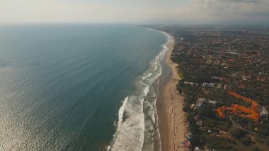 Hava manzaralı güzel sahil, Bali, Kuta.