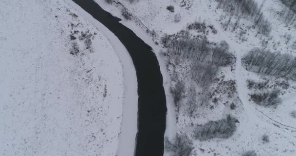 Inverno paisagem fluvial — Vídeo de Stock
