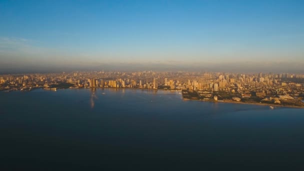 Aerial city with skyscrapers and buildings. Philippines, Manila, Makati. — Stock Video