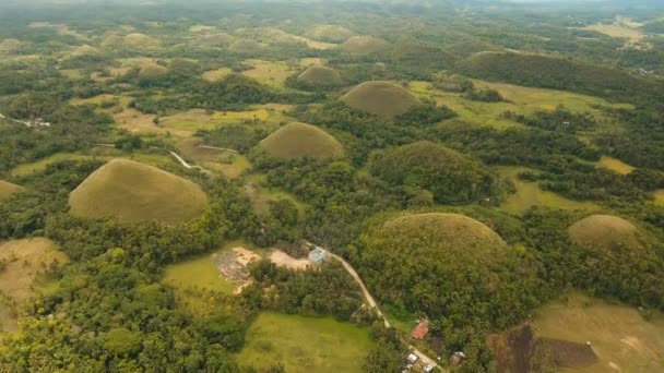 Chocolate Hills en Bohol, Filipinas, Vista aérea . — Vídeos de Stock