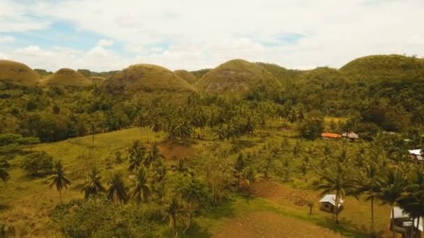 Chocolate Hills i Bohol, Filippinerna, Flygfoto. — Stockvideo