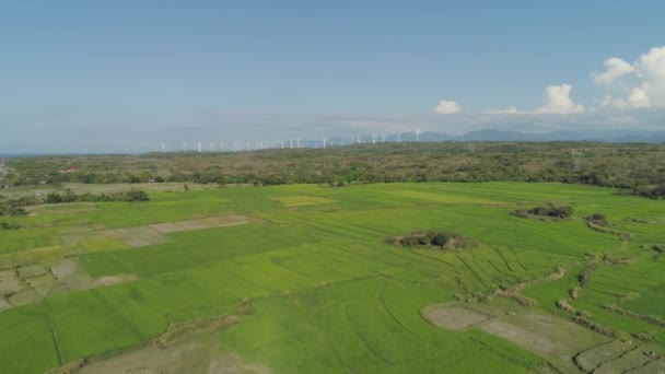 Solar Farm med väderkvarnar. Filippinerna, Luzon — Stockvideo