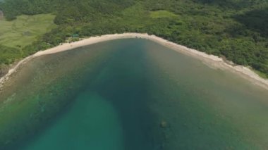 Sahil plaj Palau Island ile. Filipinler.